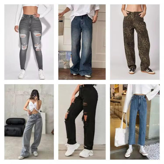 Wholesale Women’s Cotton Stretch Jeans – Solid Color Casual Trousers (Large Stock)