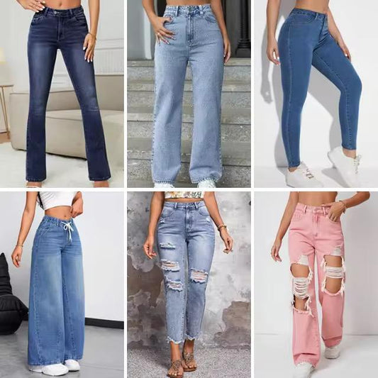 Wholesale Women’s Cotton Stretch Jeans – Solid Color Casual Trousers (Large Stock)
