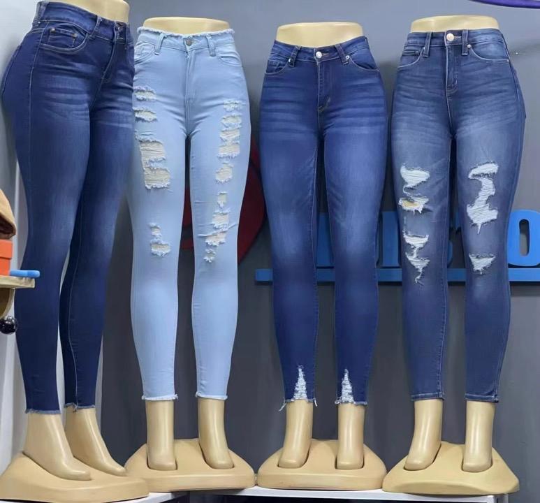Wholesale Women’s Cotton Stretch Jeans – Solid Color Casual Trousers (Large Stock)