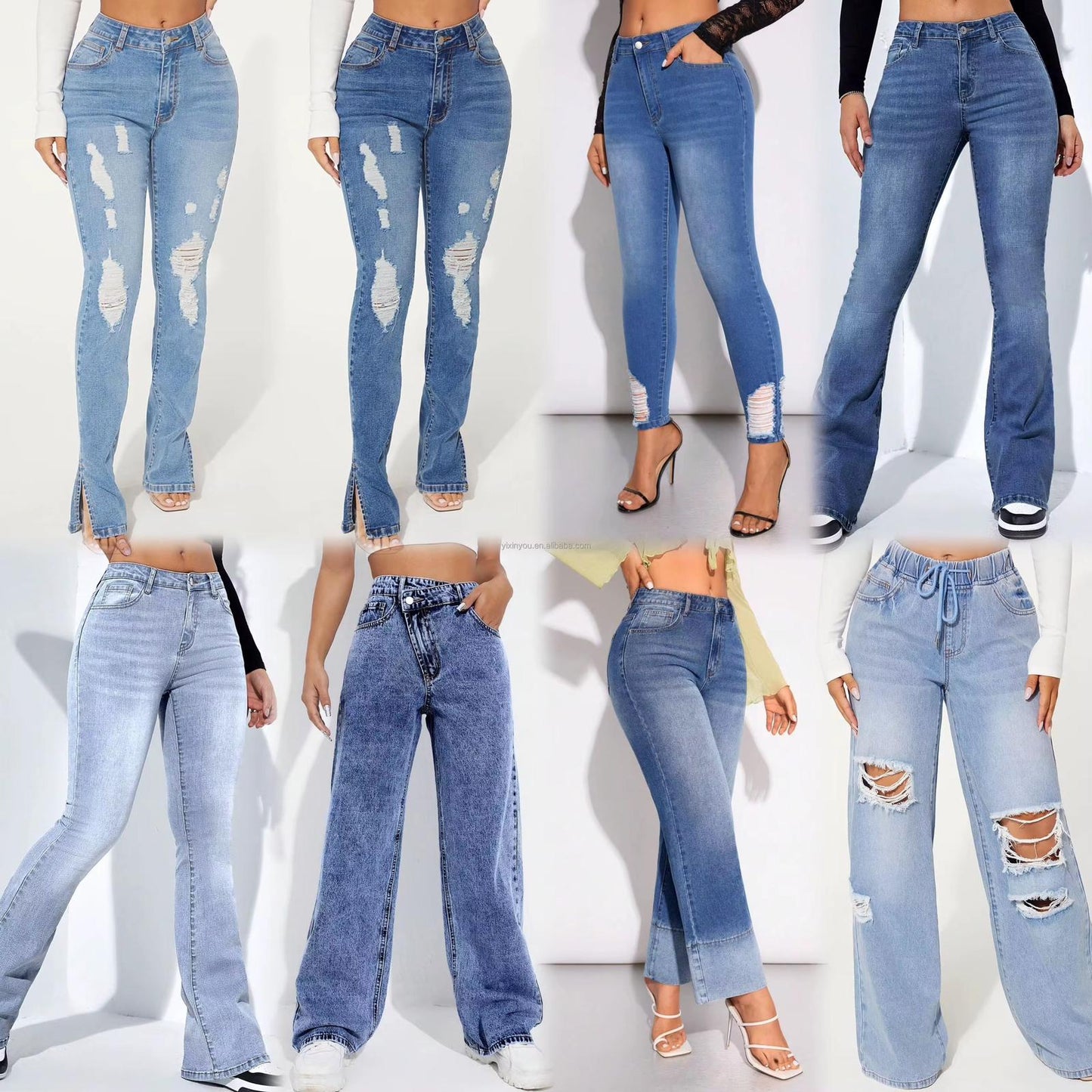 Wholesale Women’s Cotton Stretch Jeans – Solid Color Casual Trousers (Large Stock)